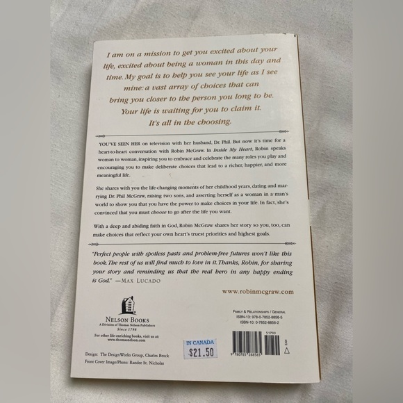 🛍️ 2 / $10 🛍️ Novel “Inside My Heart” By Robin McGraw - Picture 2 of 3